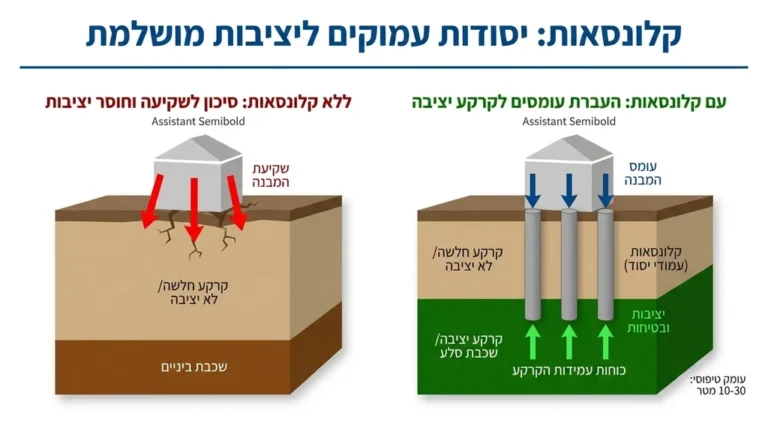 מכונת קידוח קלונסאות כבדה פועלת באתר בנייה