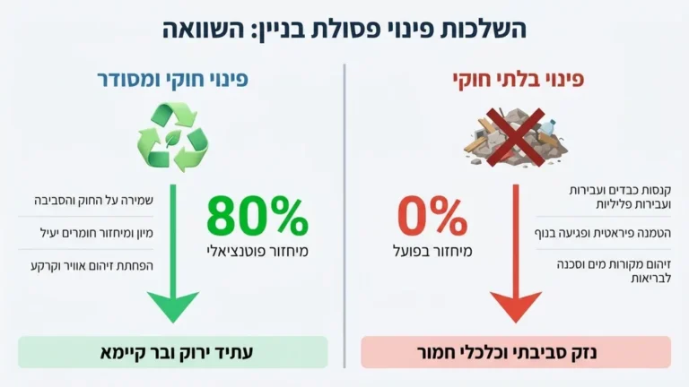 משאית המפנה חומרי בניין מאתר עבודה לאתר מורשה