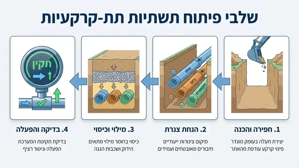 נוצר על ידי מודל בינה מלאכותית Gemini Pro הנחת צנרת ופיתוח תשתיות תת קרקעיות